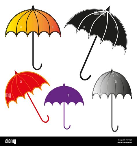 Cartoon Umbrellas Vector Illustration Stock Image Eps Stock