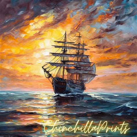 Warship Digital Download. Ship Art Print. Ship and Sunset. - Etsy