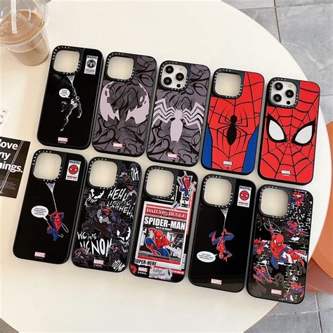 Fundatifg Marca Marvel Spider Man Oficial Espejo Funda De Tel Fono Con