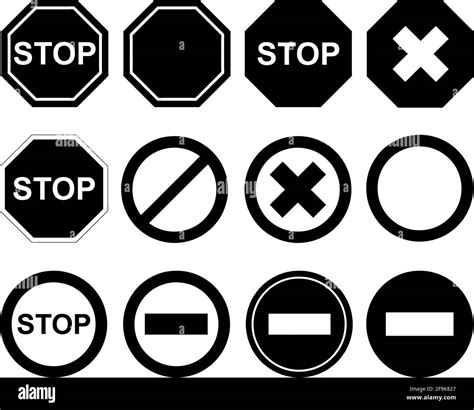 Collection Of Different Stop Signs Isolated On White Stock Vector Image And Art Alamy