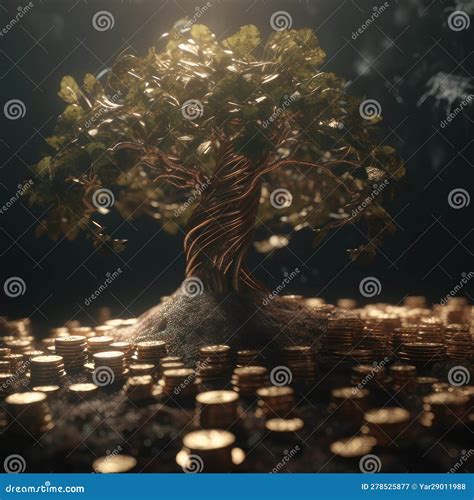 Money Tree With Coins Business Concept Financial Investment Stock