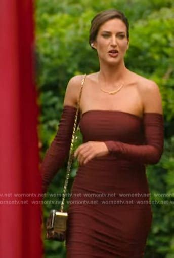 Wornontv Pollys Brown Ruched Strapless Dress On Selling The Oc