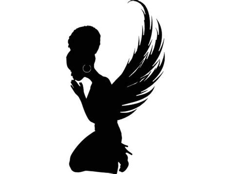 Black Angel Praying Silhouettes Nubian Princess Queen Afro Etsy