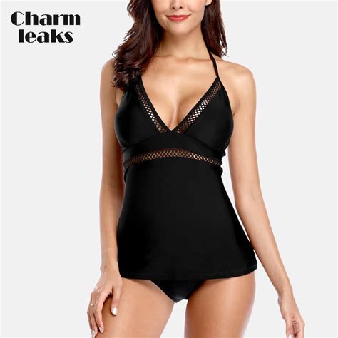Charmleaks Womens Tankini Set Hollow Out Swimwear V Neck Bandaged Swimsuit Sexy Bikini Bathing