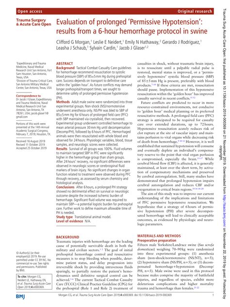 (PDF) Evaluation of prolonged ‘Permissive Hypotension’: results from a ...