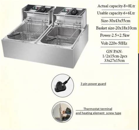 Capacity: 2L Double Deep Fryer at ₹ 4800 in Bhopal | ID: 2854712806162