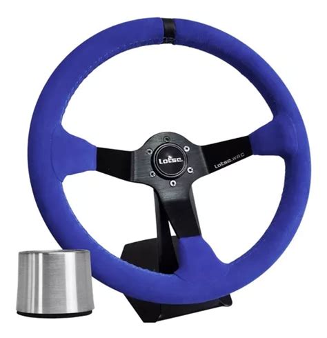 Volante Esportivo Lotse Wrc Camur A Azul Tarja Preta Cubo