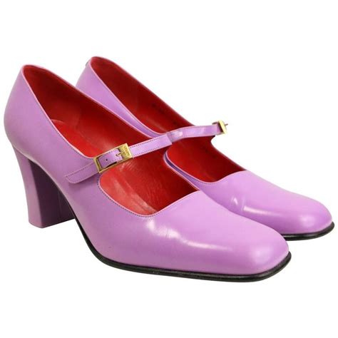 Celine Purple Leather Mary Jane Shoes For Sale At 1stdibs