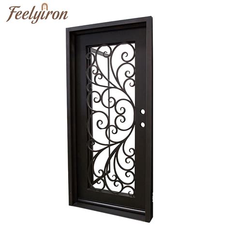 Metal Steel Double Glazed Glass Wrought Iron Single Doors China Glass Wrought Iron Doors And