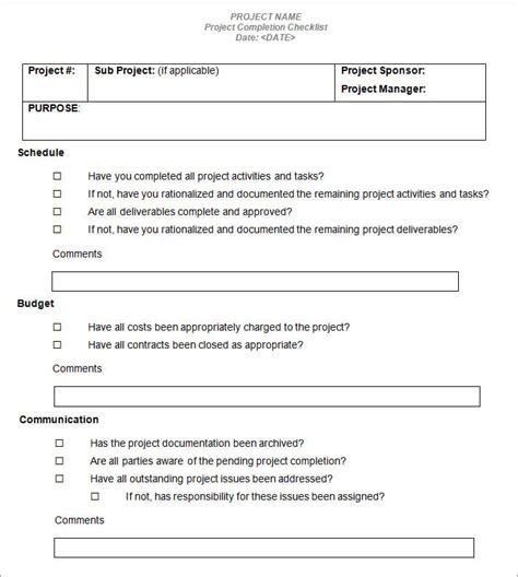 Project Checklist Template 11 Free Word Pdf Documents Download