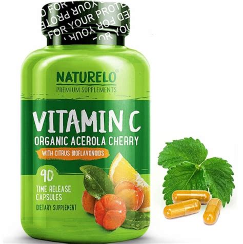 Naturelo Vitamin C Organic Acerola Cherry Time Release Capsules Ct