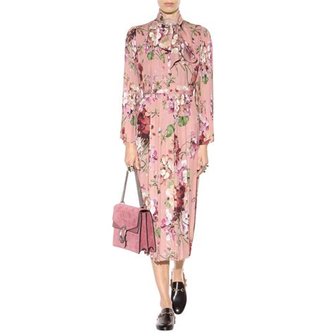 Gucci Floral Printed Silk Dress Lyst