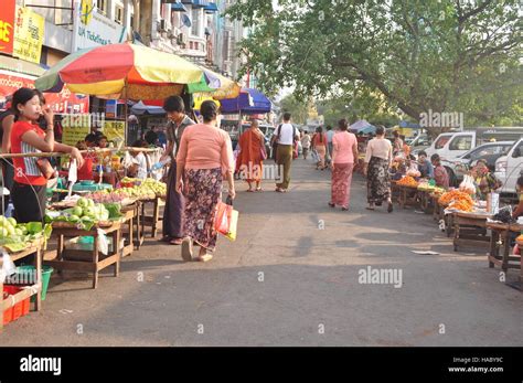 Street Market In Yangon Myanmar Stock Photo Alamy