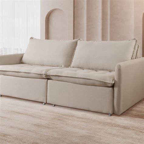 Sofá Cama Retrátil 2 Lugares 200cm Califórnia Nude Shopee Brasil