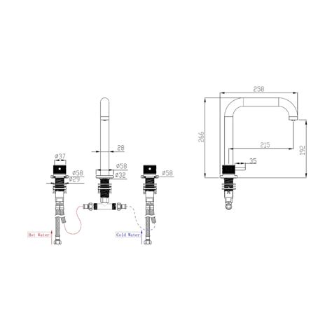 Abacus Iso Pro Brushed Nickel Deck 3 Tap Hole Basin Mixer Sanctuary