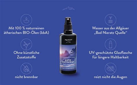 AllgäuQuelle Bio Autoduft Lufterfrischer Duftspray Lavendel Alpenzirbe