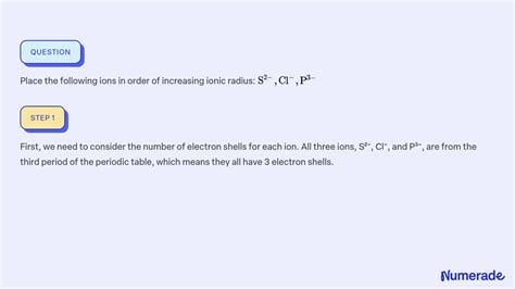 Solved Place The Following Ions In Order Of Increasing Ionic Radius S