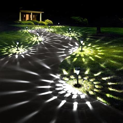 GIGALUMI 12 Pack Solar Lights Outdoor Waterproof Cool White Pathway