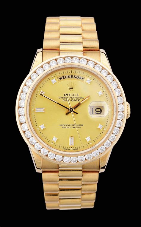 Lot Detail Mens K Gold Rolex President Day Date Champagne Diamond