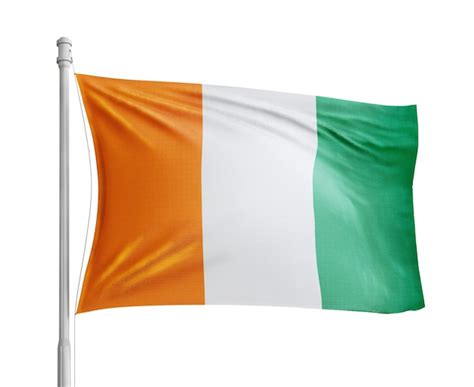 Premium Photo Cote Divoire Flag Pole White Background