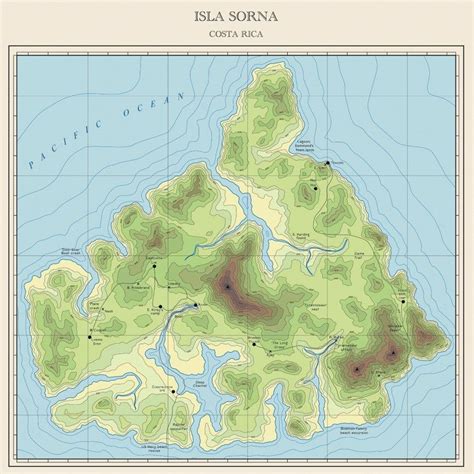 Isla Sorna Jurassic Park Topographic Map In Colour Movie Etsy UK Map