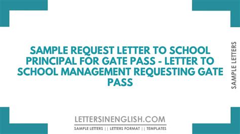 Sample Request Letter To School Principal For Gate Pass Letter To