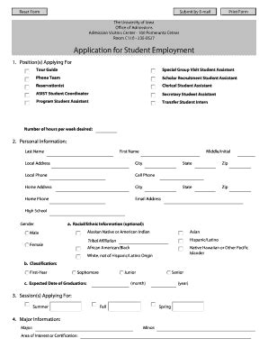 Fillable Online Uiowa Application For Student Employment University