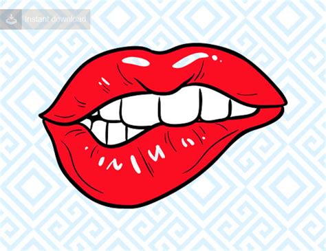 Lips Bite Sexy Lips Bite Logo Svg Clipart Vector Cut Etsy