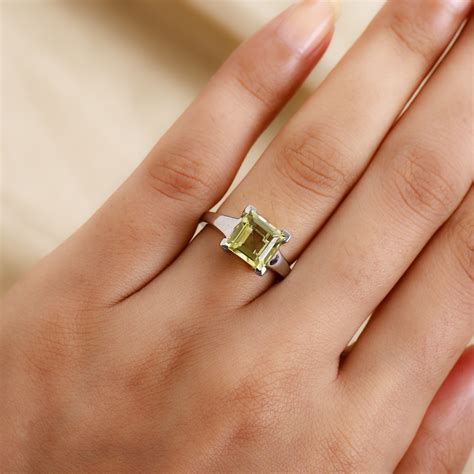 Ouro Verde Quarz Solitär Ring 925 Silber Platin Überzug SHOPLC