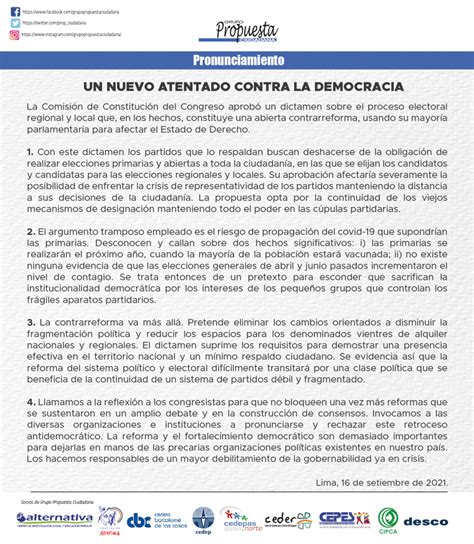 Un Nuevo Atentado Contra La Democracia Propuesta Ciudadana