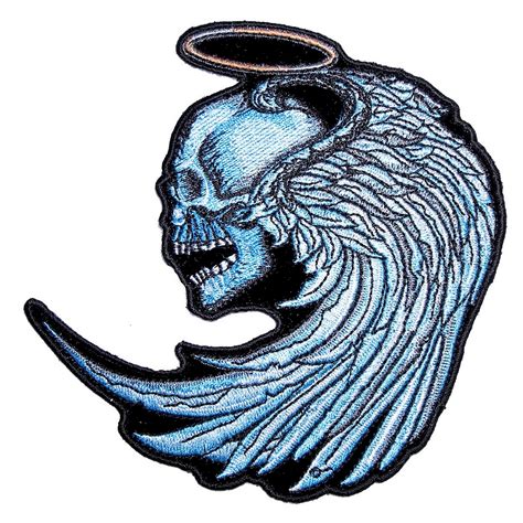 Blue Angel Skull Halo Wings Lady Rider Embroidered Biker Patch Quality Biker Patches