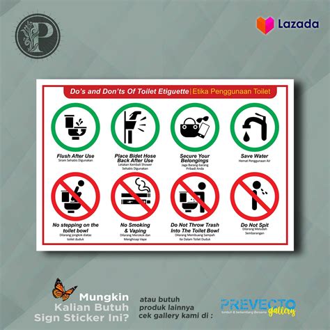 Sticker Safety Sign K Rambu Etika Menggunakan Toilet Waterproof Tahan