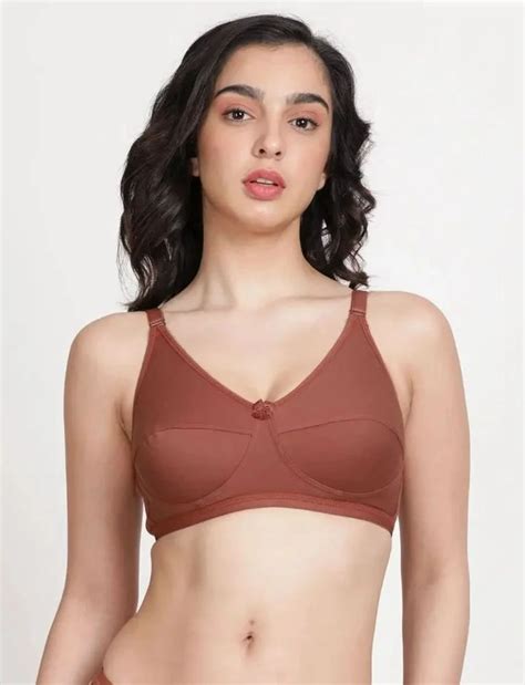 Lycra Cotton T Shirt Brown Non Padded Ladies Bra Size 32 B Plain At