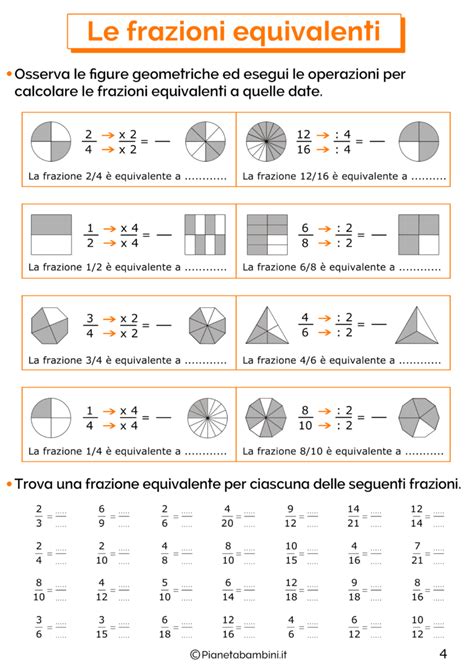 Frazioni Equivalenti Esercizi Per La Scuola Primaria Frazioni