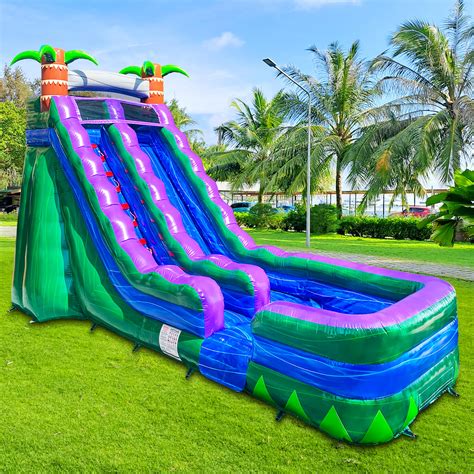 GOOSH 16' x 26' Purple Tropical Commercial Grade Water Slide with ...