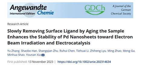 纳米人 Angew：通过老化缓慢去除表面配体增强了钯纳米片对电子束辐照和电催化的稳定性