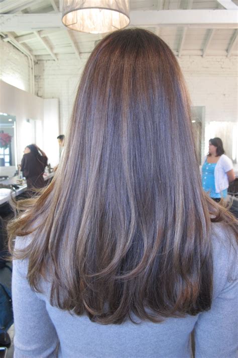 Brunette Highlights Long Straight Hair Long Hair Styles Brunette Hair