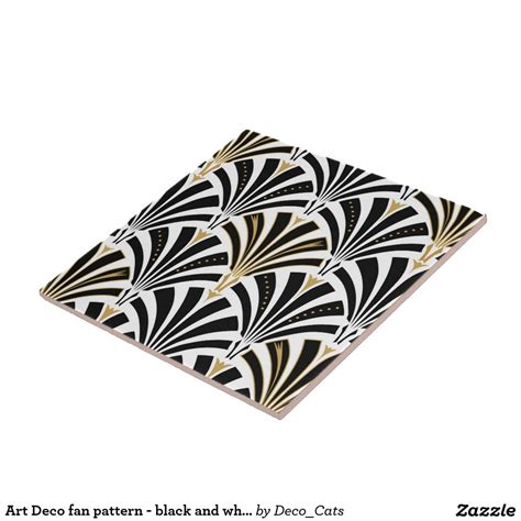 Art Deco Fan Pattern Black And White Tile Zazzle Art Deco Fan