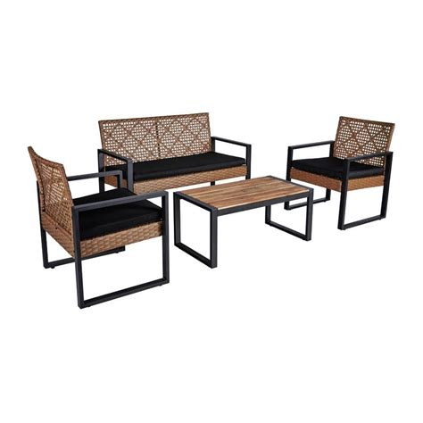 Zeus Ruta Piece Brown Wicker Outdoor Sectional Conversation Set