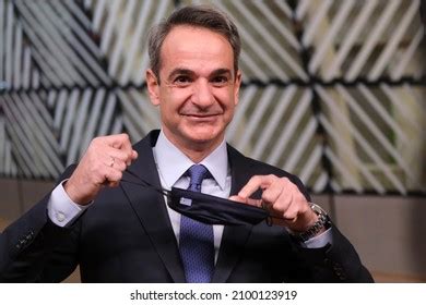 Greek Prime Minister Kyriakos Mitsotakis Arrives Stock Photo (Edit Now ...