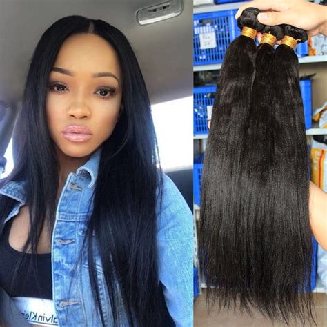 Brazilian Light Yaki Straight Bundles 100 Human Hair Bundles For Black Women Kinky Straight