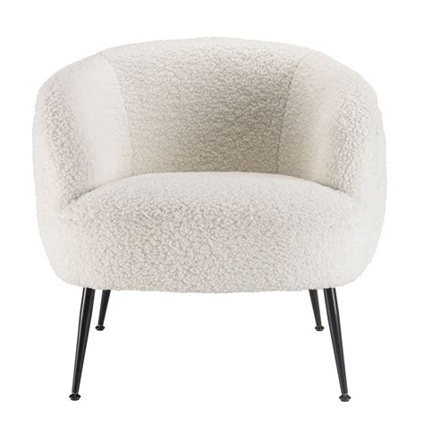 Fauteuil Club Tissu Bouclette Blanc Tim Fauteuils Pier Import