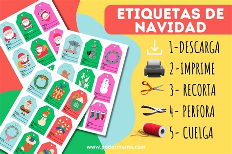 Etiquetas de Navidad para regalos etiquetas para imprimir Poder Mamá