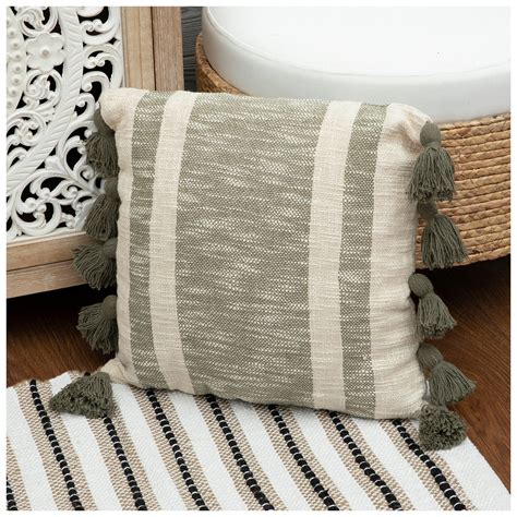 Cream And Green Woven Tassel Pillow Hobby Lobby 2182194