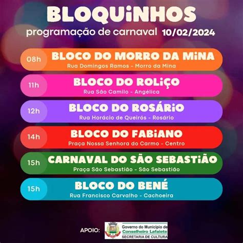 Confira a programação dos blocos que vão agitar o Carnaval em vários