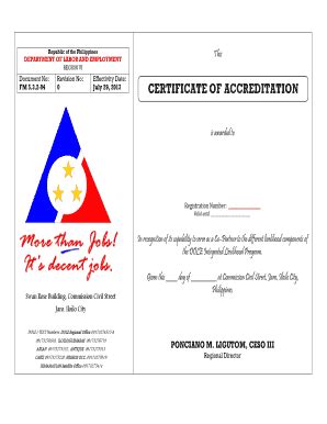 Fillable Online Department Of Labor And Employment Region Vi Document