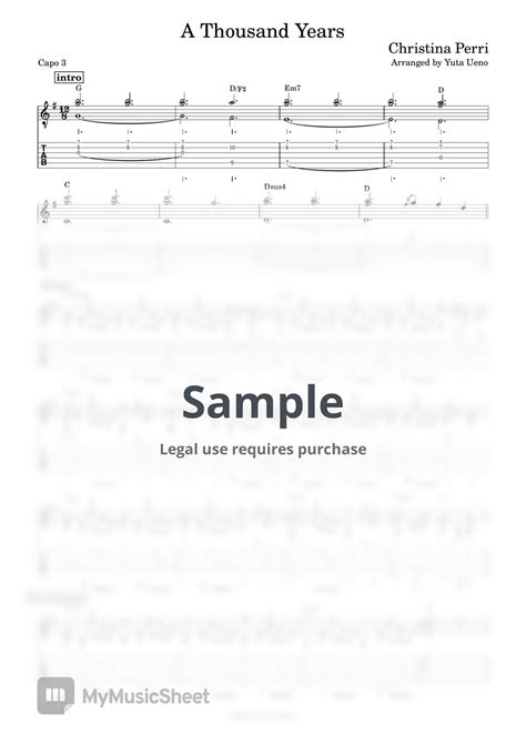 Christina Perri A Thousand Years Fingerstyle Tab 1staff By Yuta Ueno