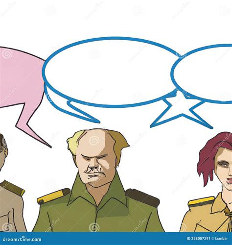 People Talking about War with Empty Text Comic Strip Cartoon Style