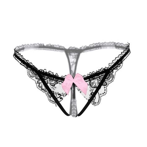 Aiiou Sexy Women Erotic Lace G String Thong Bowknot Low Waist Expose