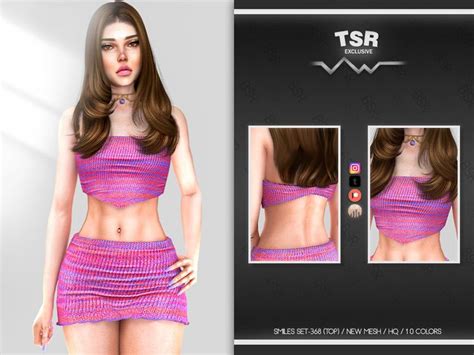 Busra Tr SMILES SET 368 TOP BD1016 Sims 4 Clothing Sims 4